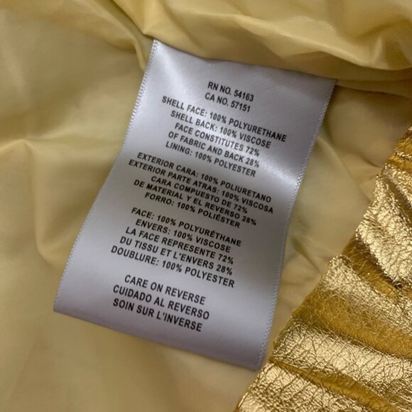 Levis Strauss Metallic Gold Faux Leather Moto Zipper Jacket Womens SZ S EUC - Picture 10 of 11